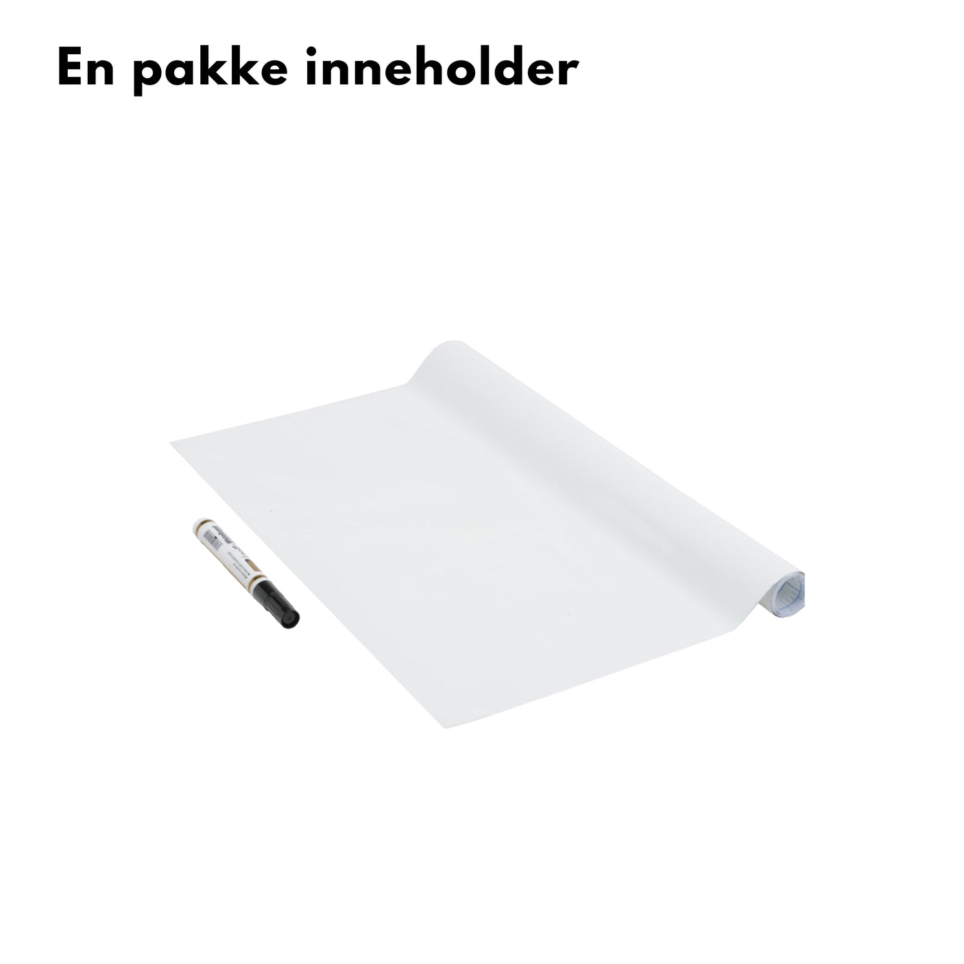 Whiteboardfolie montert på skapdør brukt til raske notater