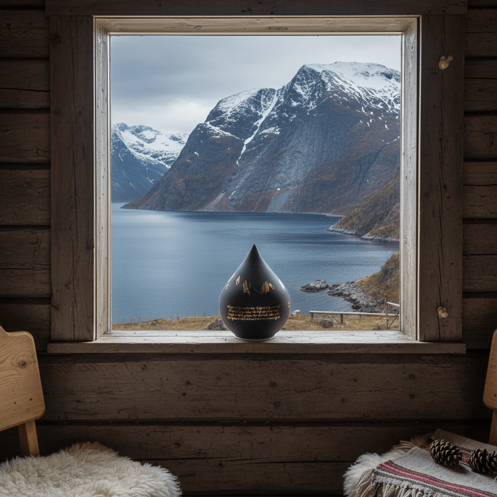 Dråbeformet LED-lygte med nordnorsk salmetekst - detaljbillede