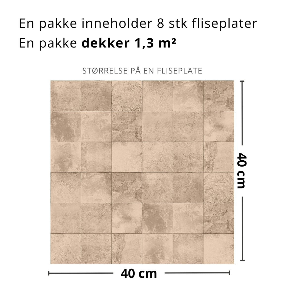 8 - pk Bodø sand selvklebende fliser - Lindas Dekor