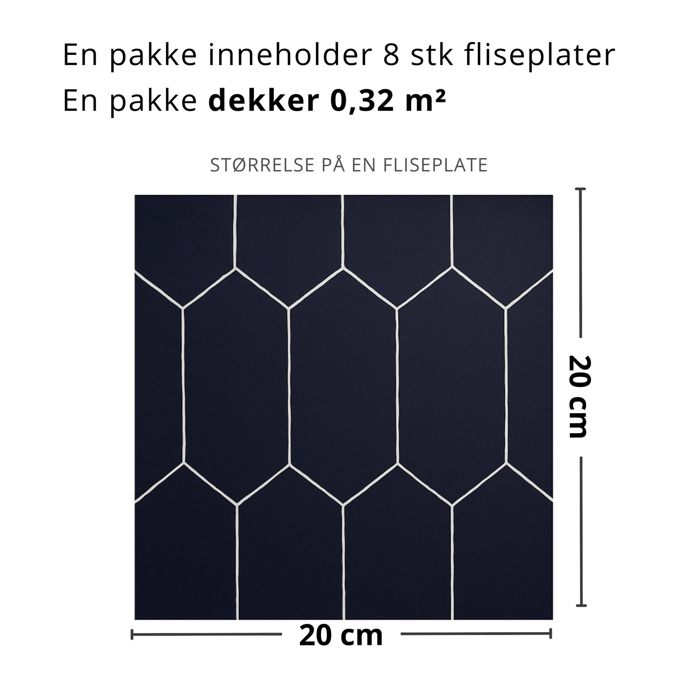 Mathilde Mørkeblå selvklebende fliser