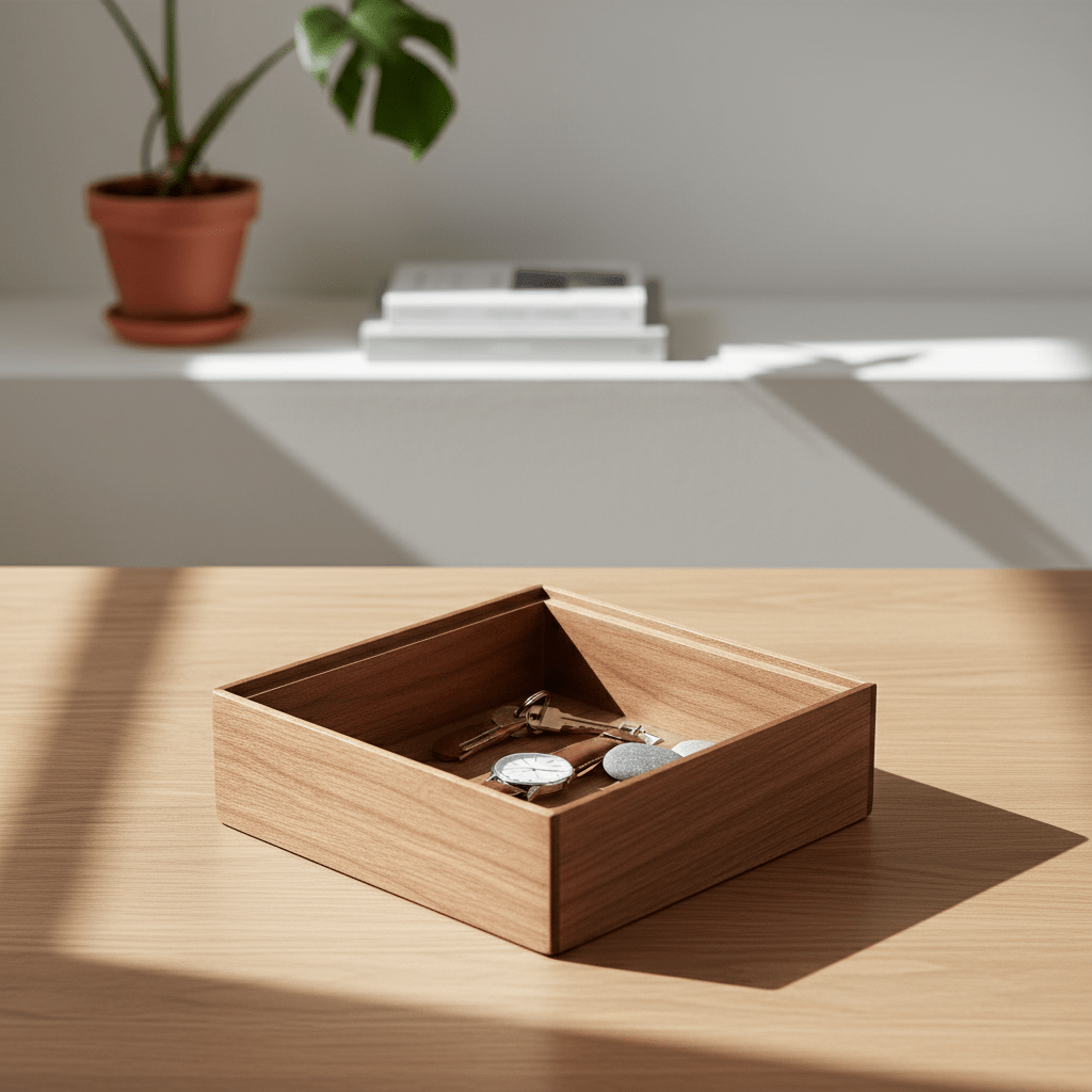 Stabelbar organiseringsbrett i tre/akasie 15 x 15 x 5 cm - Lindas Dekor
