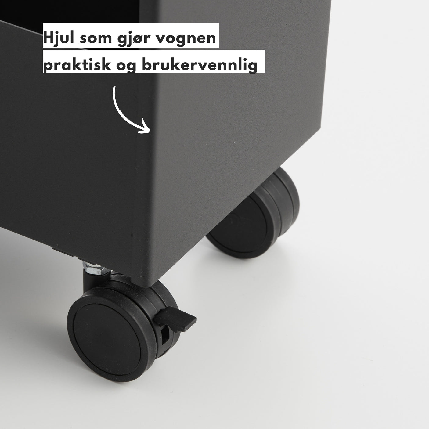 Oppbevaringsvogn på hjul sort 80,5 x 45,5 cm