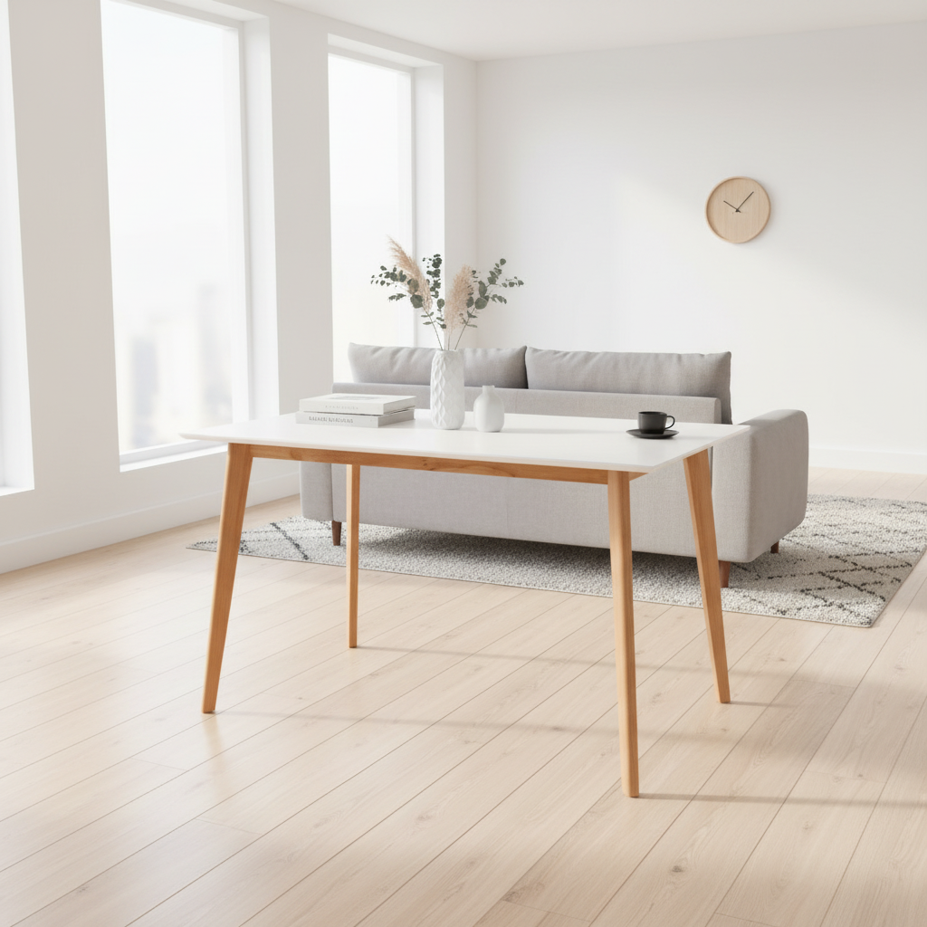 Vojens matbord vitt naturfärgat 120 cm