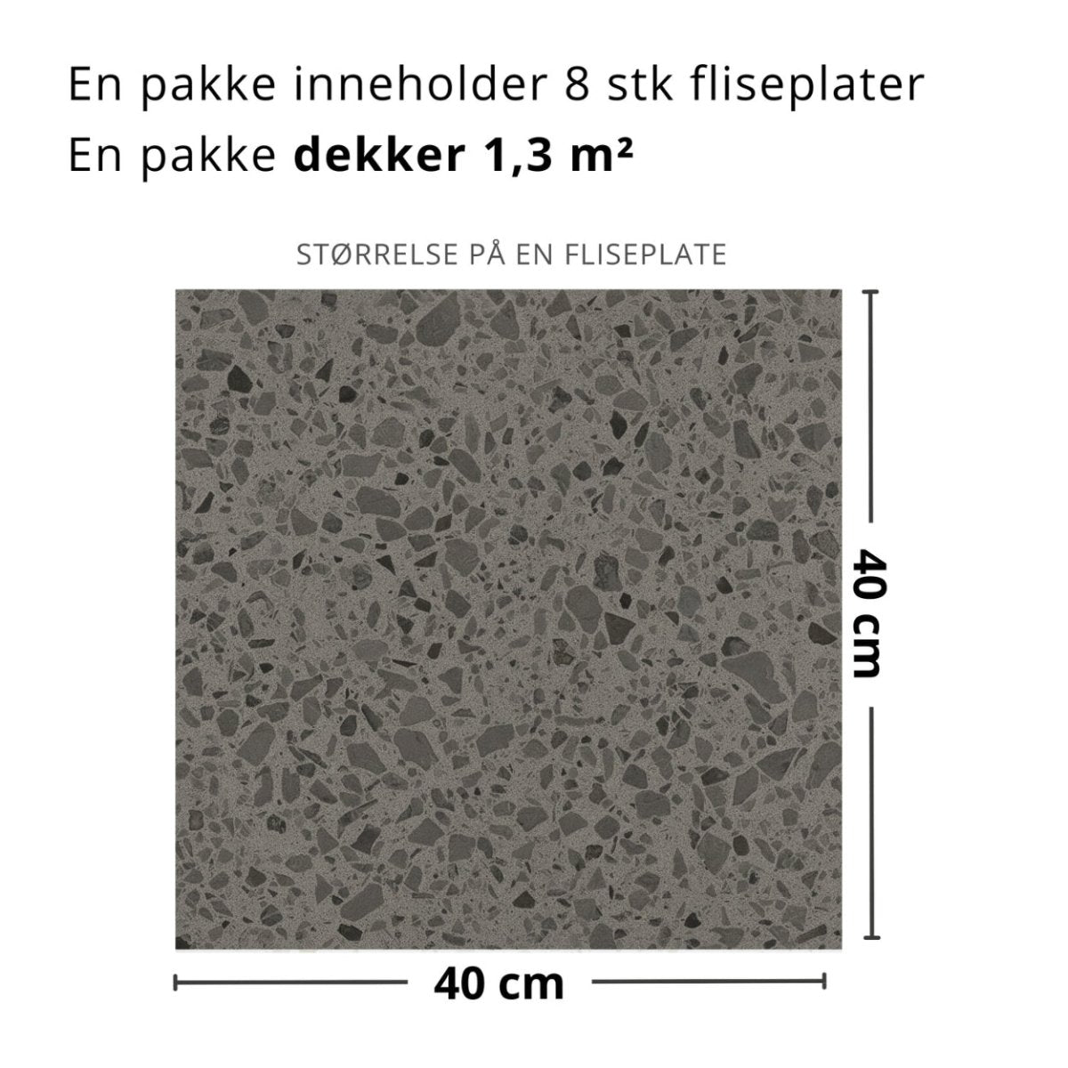 8 - pk Lisboa Terrazzo mørkegrå selvklebende fliser - Lindas Dekor