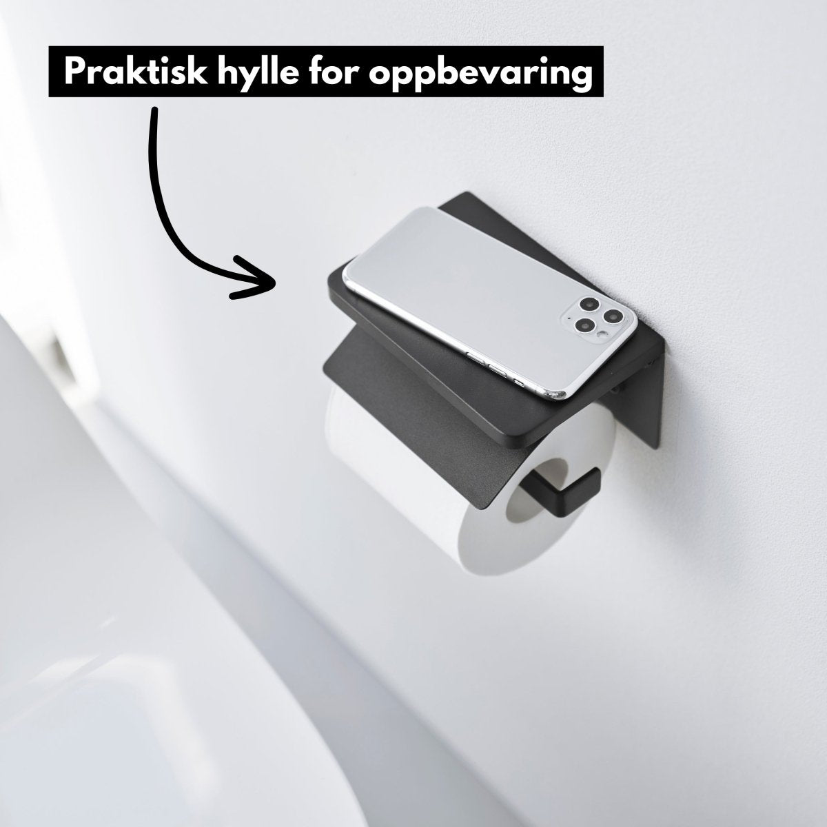 Veggmontert toalettpapirholder sort - Lindas Dekor