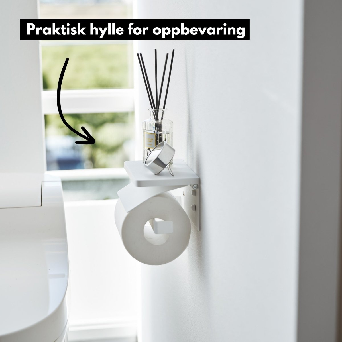 Veggmontert toalettpapirholder hvit - Lindas Dekor