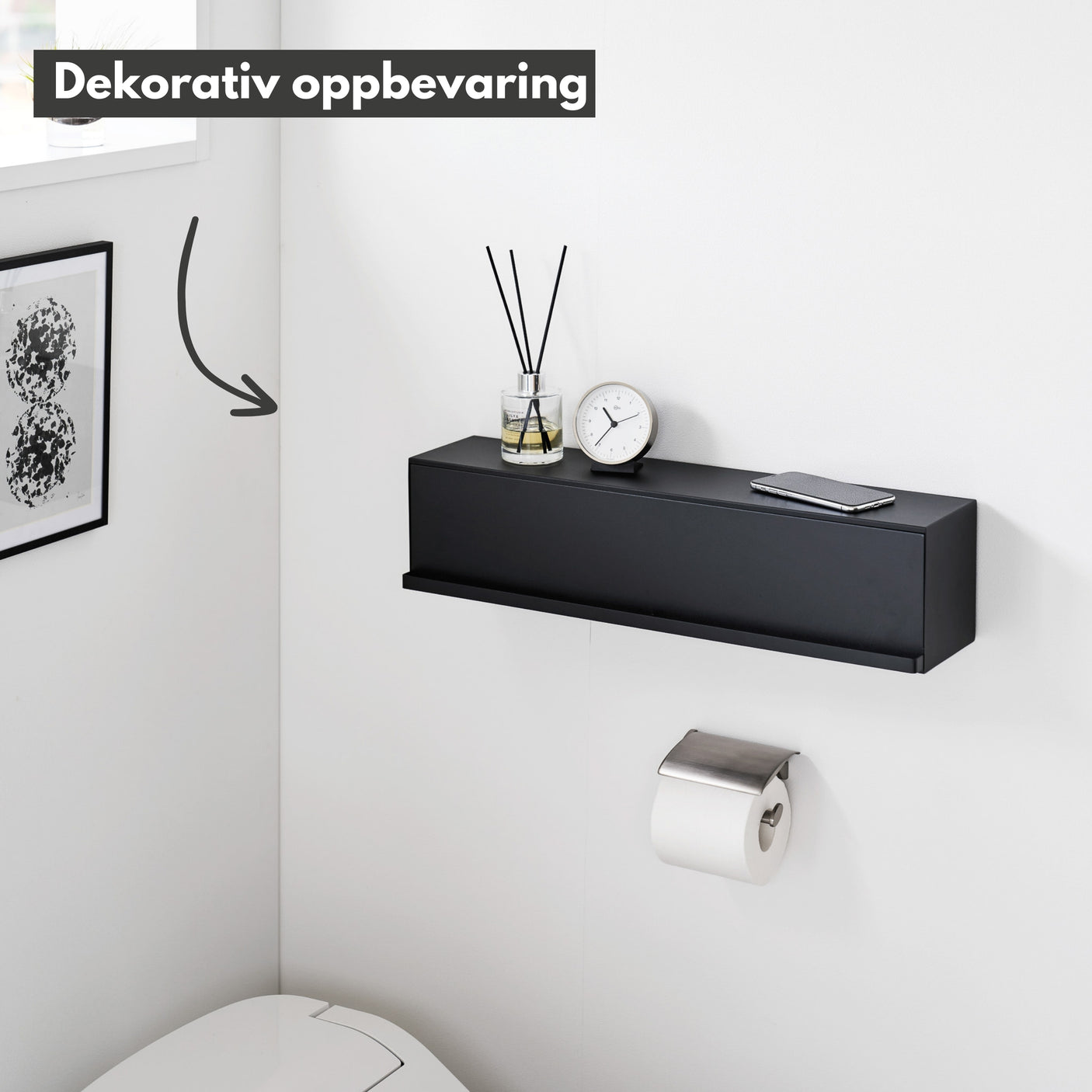 Oppbevaringsboks til vegg sort