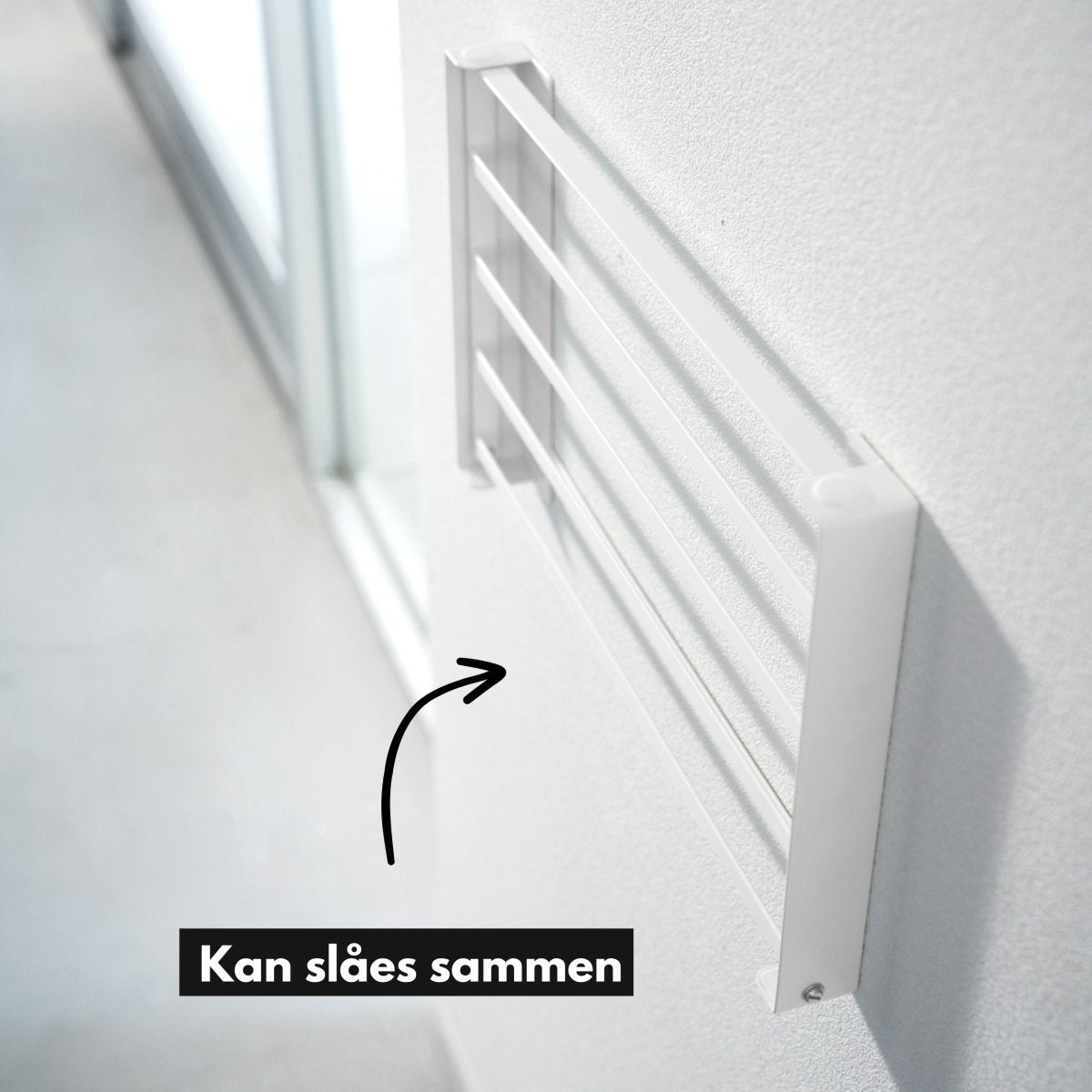 Sammenleggbar tørkestativ til vegg hvit - Lindas Dekor