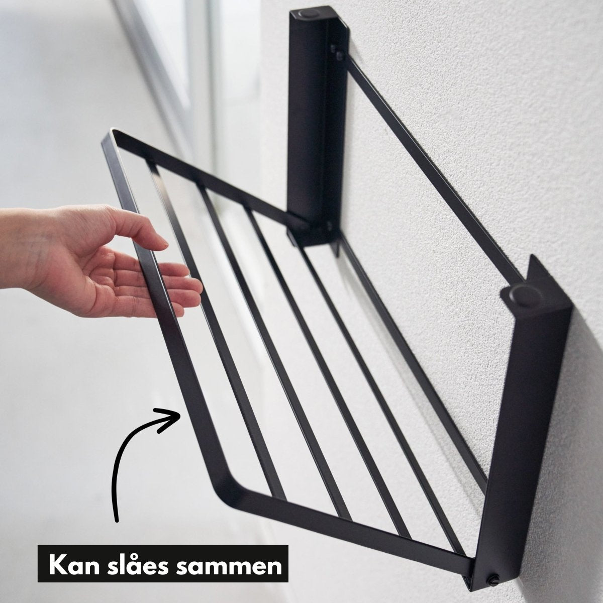 Sammenleggbar tørkestativ til vegg sort - Lindas Dekor