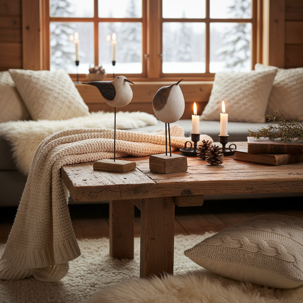 Dekorative fugler i tre kort 2-pk for borddekorasjon og interiør