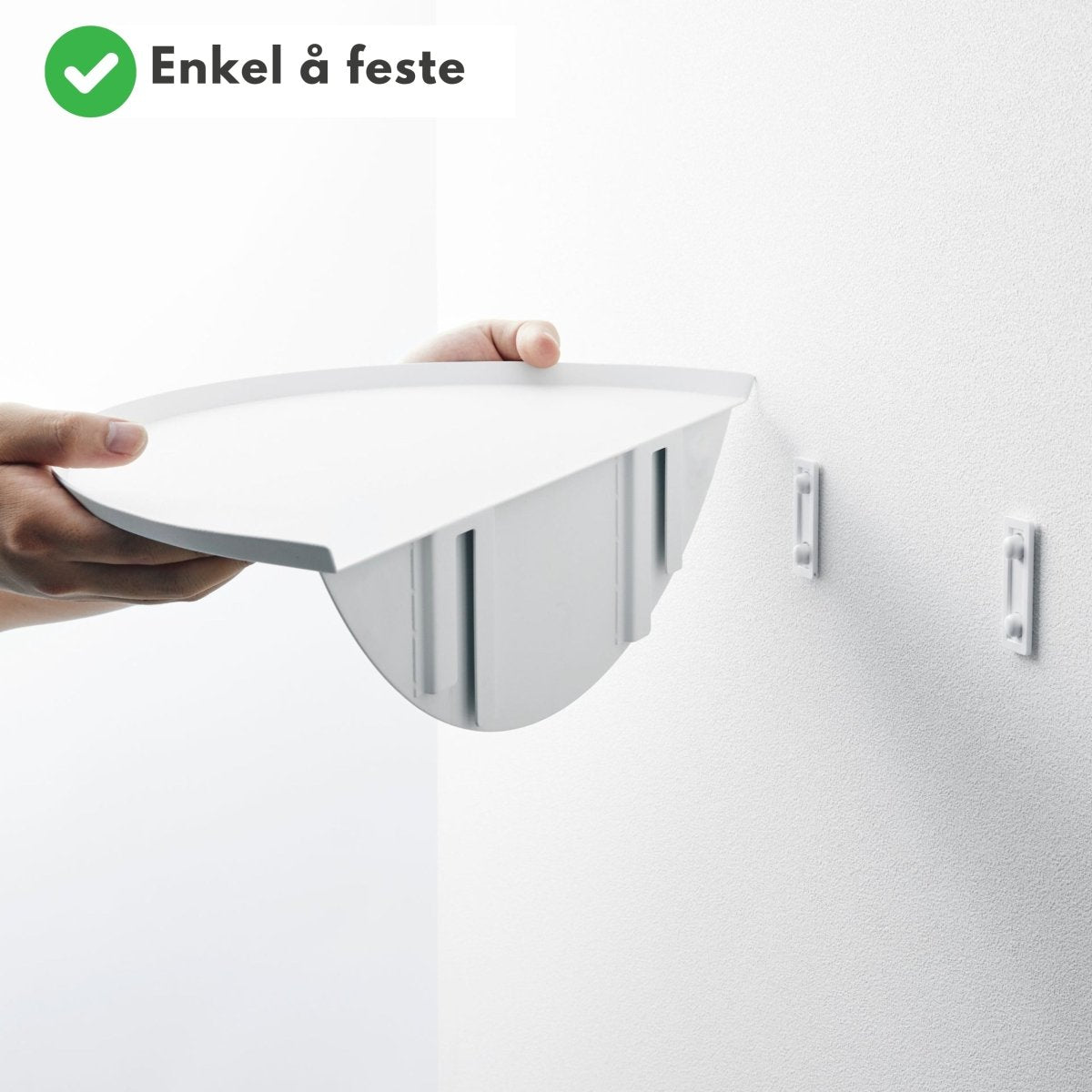 Vegghylle halvrund hvit 40 cm - Lindas Dekor