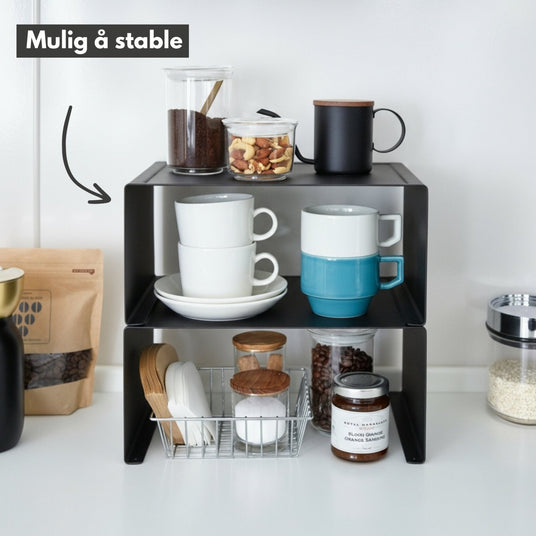 Stabelbar hylle bred sort - Lindas Dekor