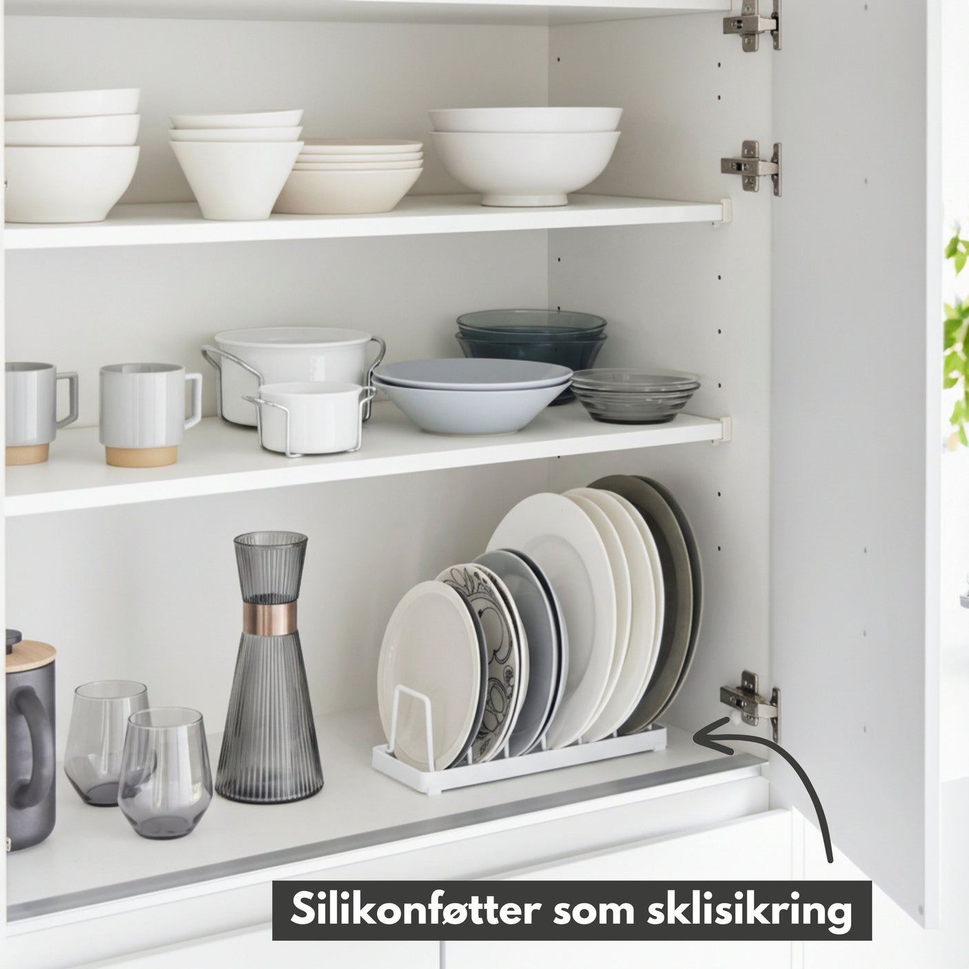3 - pk skål - og tallerkenstativ hvit - Lindas Dekor