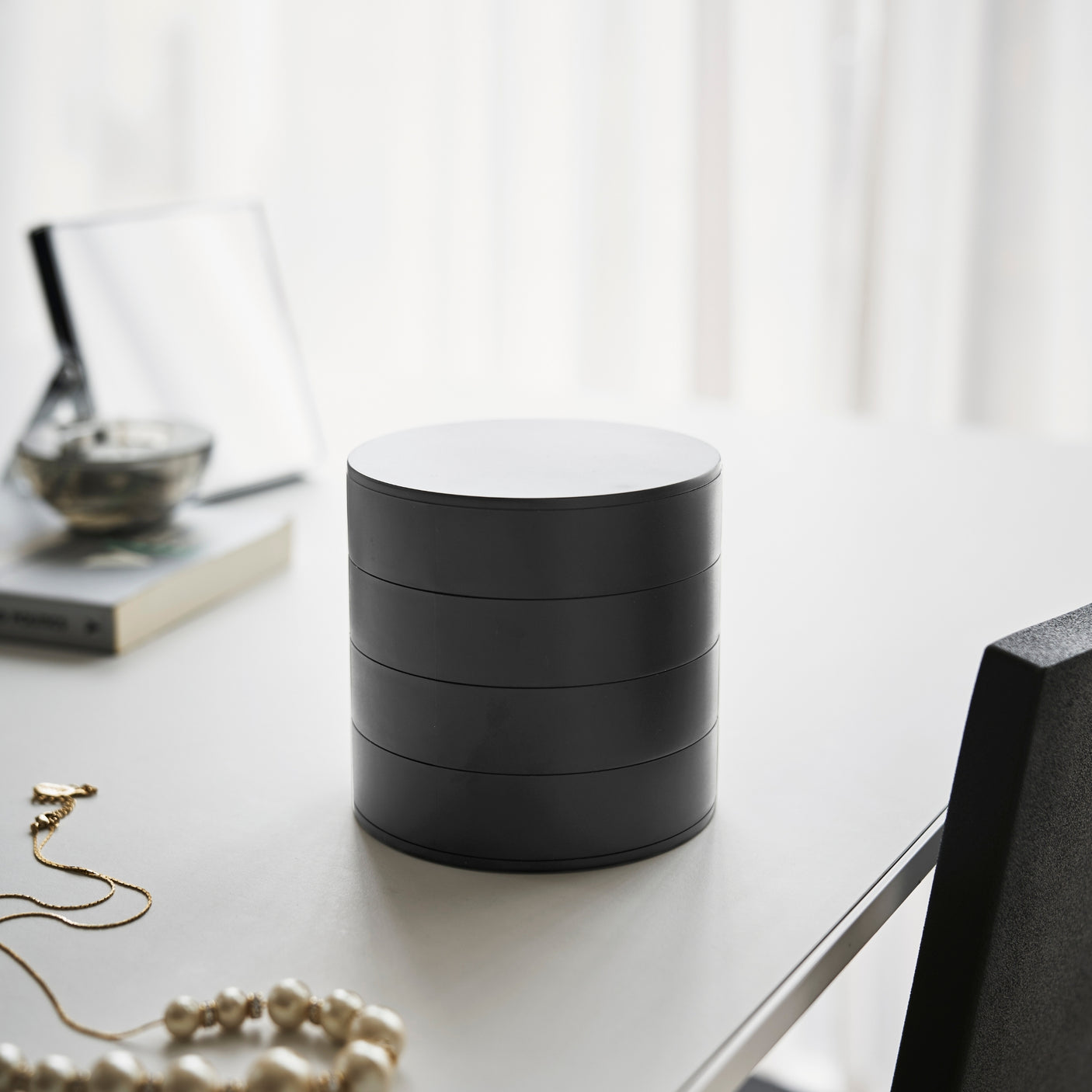 Roterbare smykkebokser sort 10 x 10 cm