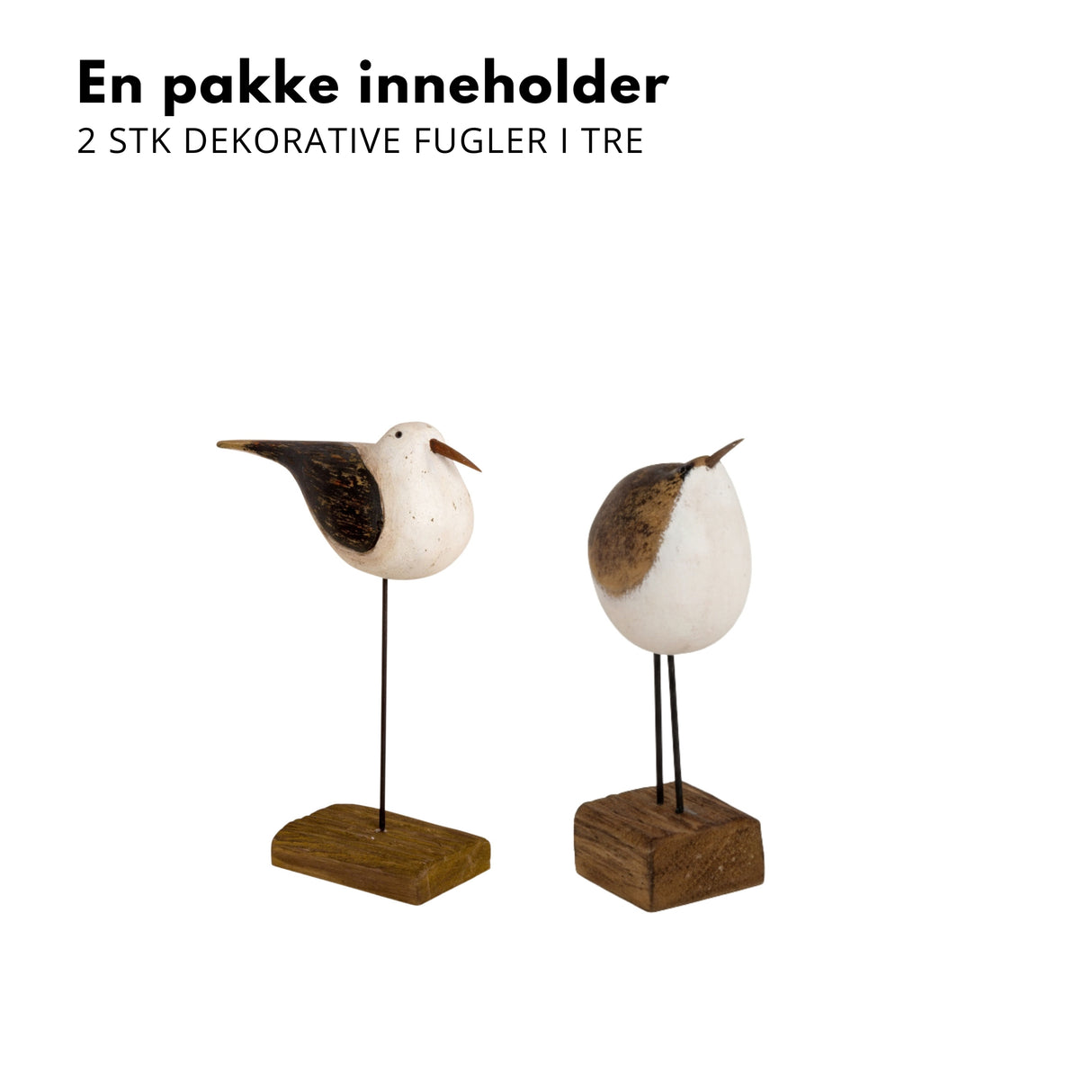 2-pk trefugler kort dekorasjon for bord og hyller i moderne interiør