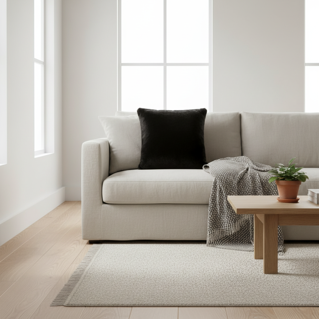 Luksuriøs pels putetrekk sort - 50x50cm sofapute