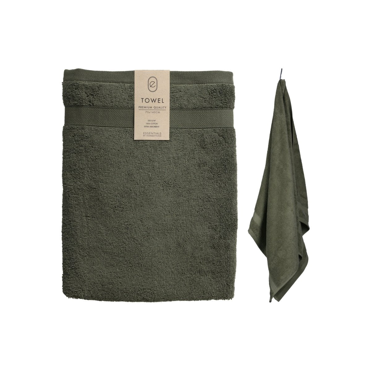 Håndkle bomull olivengrønn 70 x 140 cm - Lindas Dekor