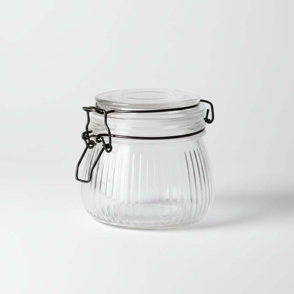 Glaskrukke ribbet 500 ml - Lindas Dekor