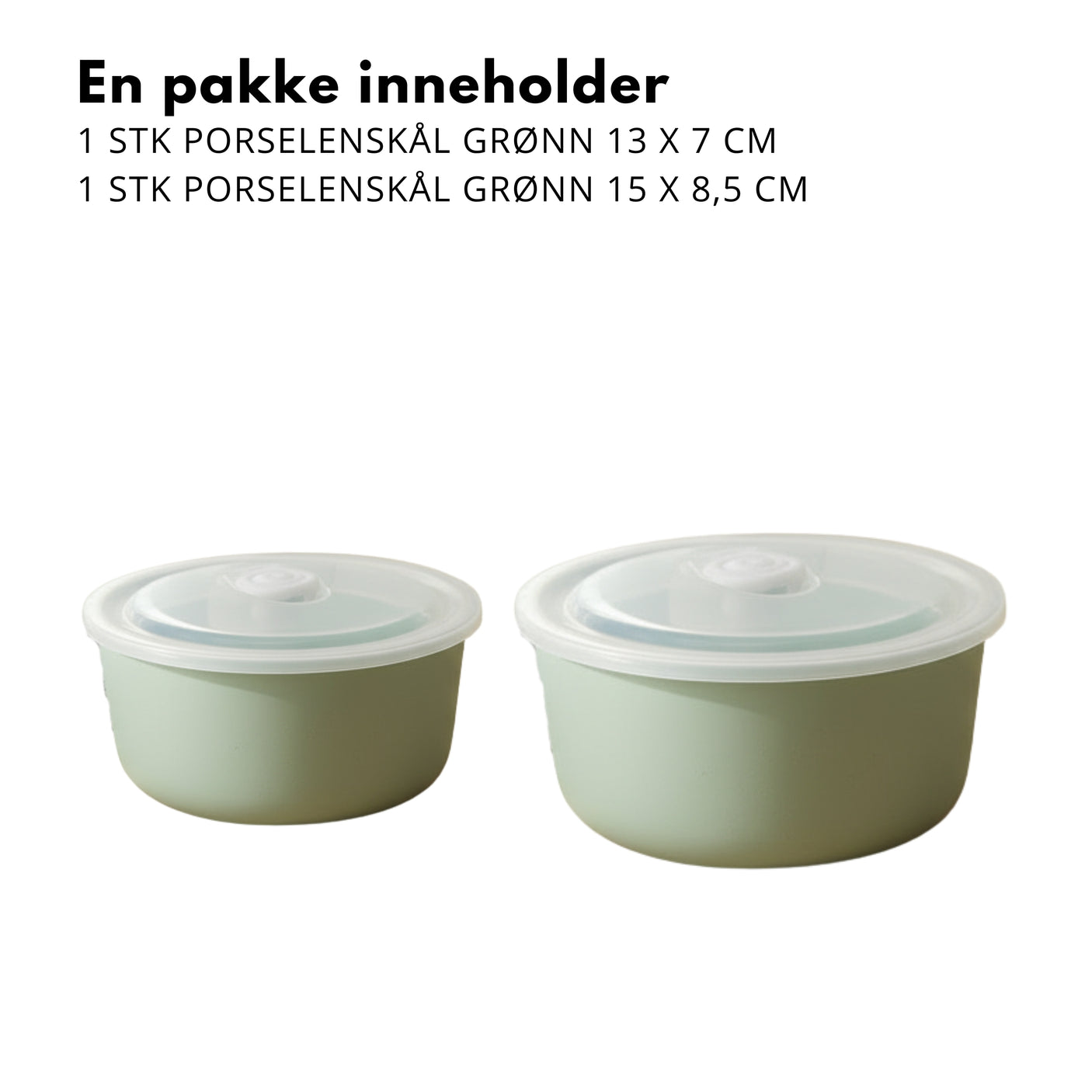 Porselenskål med lokk grønn - slitesterkt 2-pack til daglig bruk"