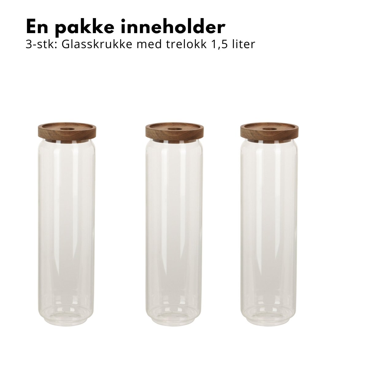 3 - pk glasskrukke akasie 1,5 liter - Lindas Dekor