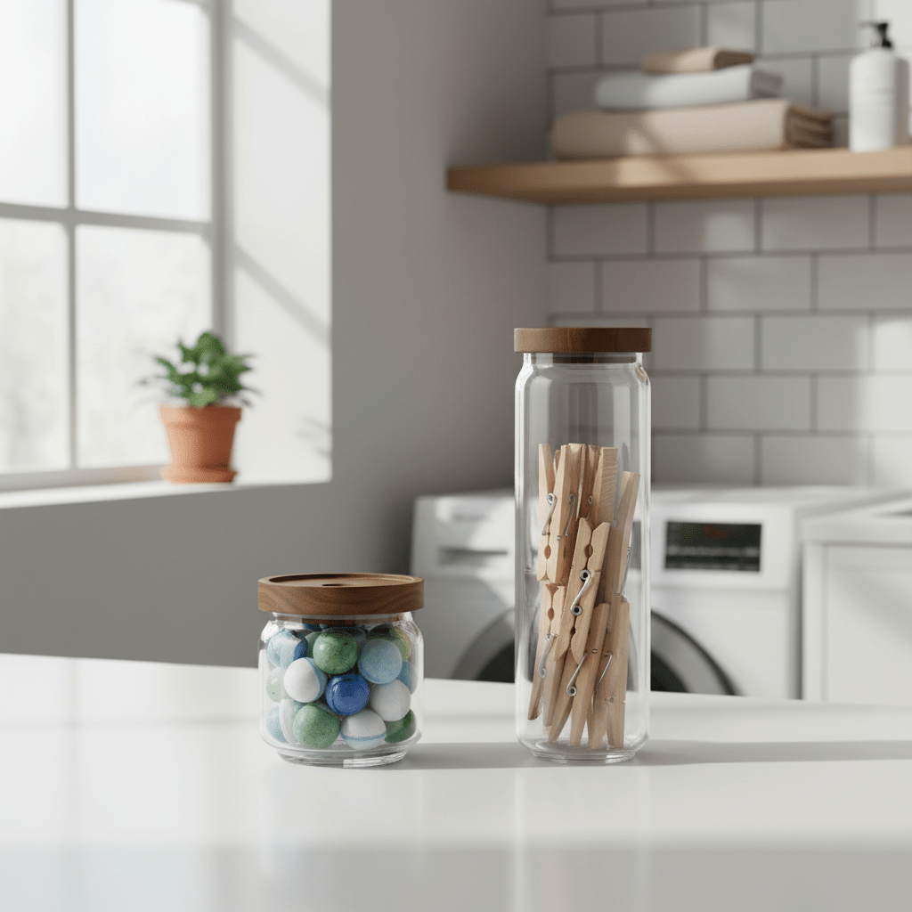 2 - pk Glasskrukker med trelokk - Lindas Dekor