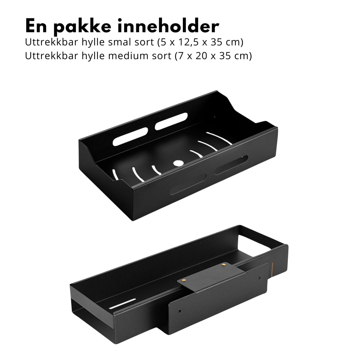 Sett med uttrekkbare hyller sort