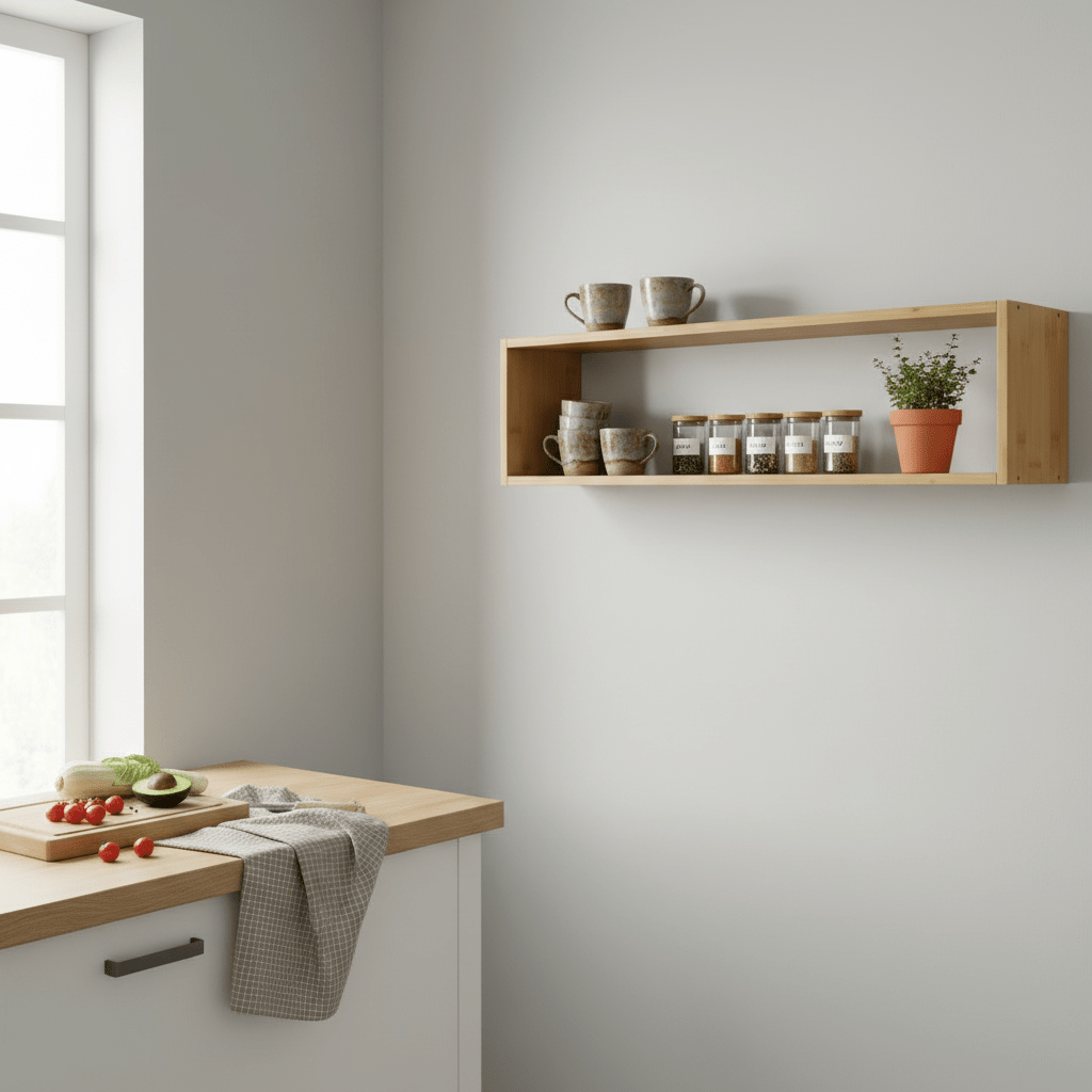 Ember vegghylle bambus natur 70 x 15 x 19,5 cm - Lindas Dekor