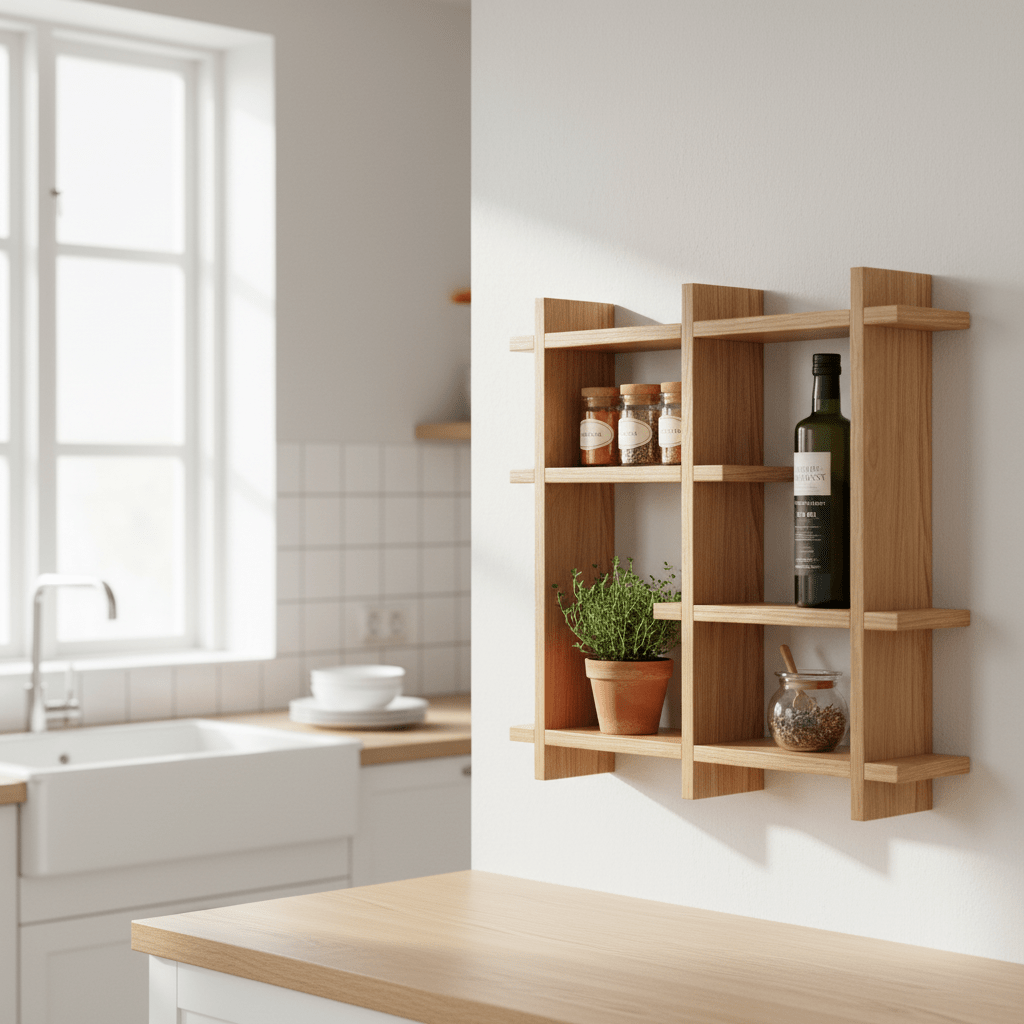 Olsberg vegghylle eikefiner natur 40 x 12 x 40 cm - Lindas Dekor