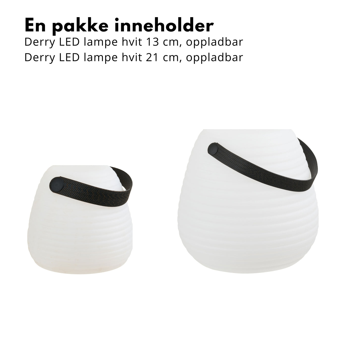 2-pk Derry LED lampe, oppladbar