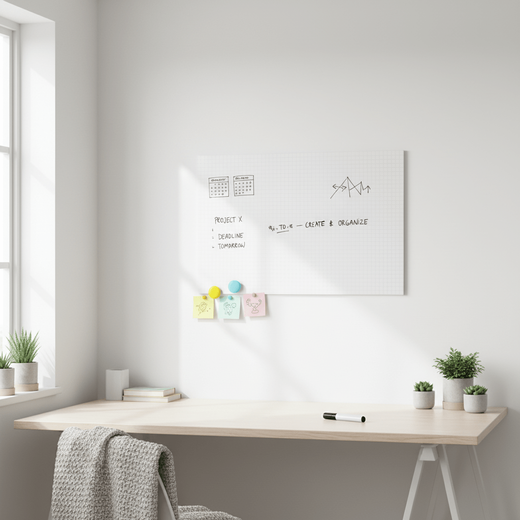 Magnetisk whiteboardfolie 4 magneter + penn 45 x 100 cm - Lindas Dekor