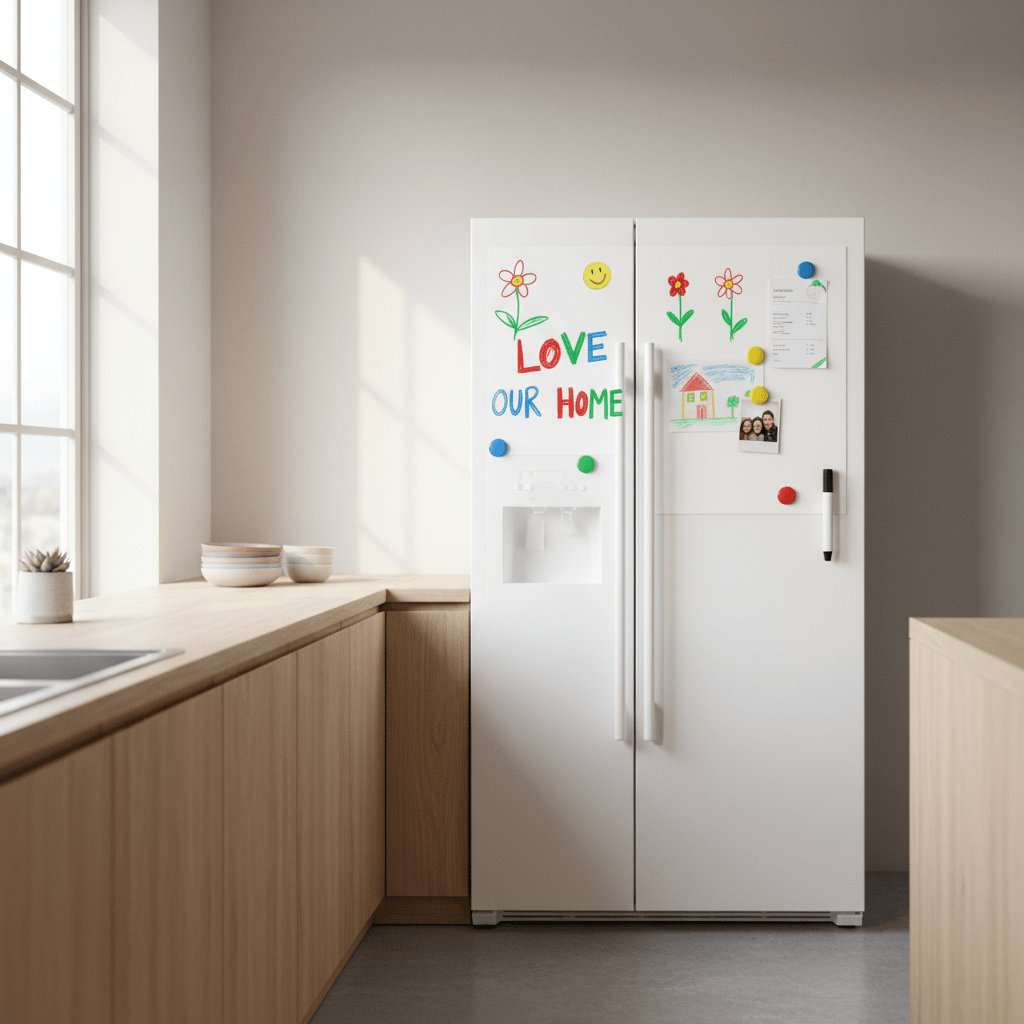 Magnetisk whiteboardfolie 4 magneter + penn 45 x 100 cm - Lindas Dekor