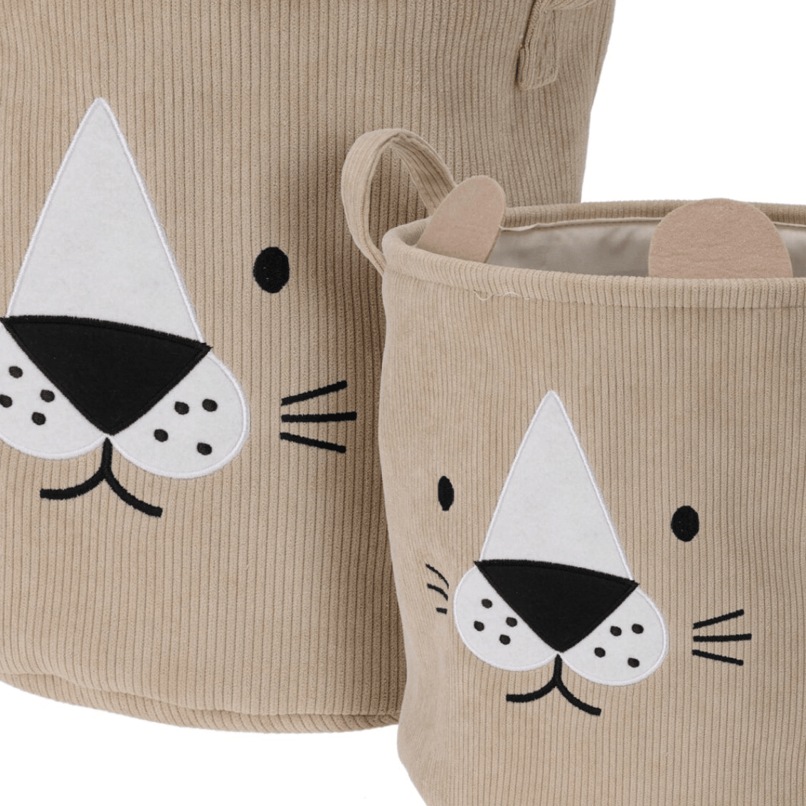 2 - pk Stoffkurv med dyremotiv beige - Lindas Dekor