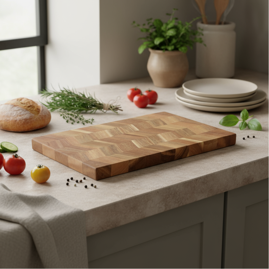 akasietrefjøl natur brun med fiskebein design