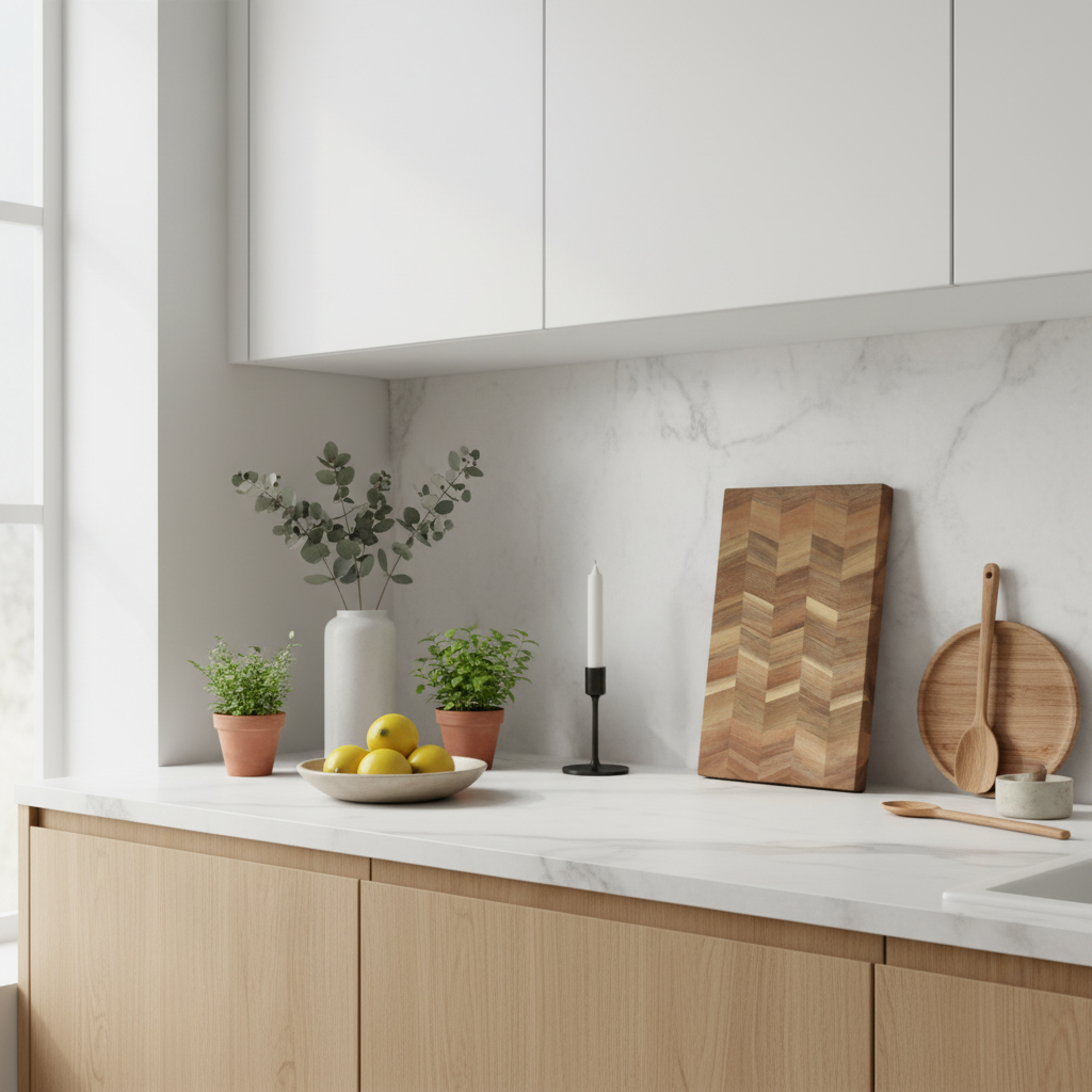 Skärbräda i akaciaträ, fiskbensmönster, 30 x 25 cm