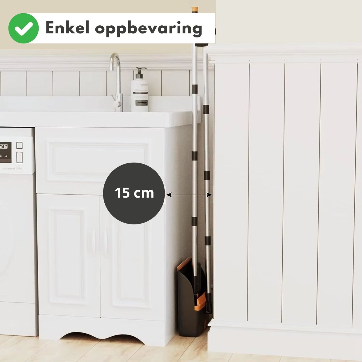 Sort støvbrett med oransje detaljer og integrert støvfanger