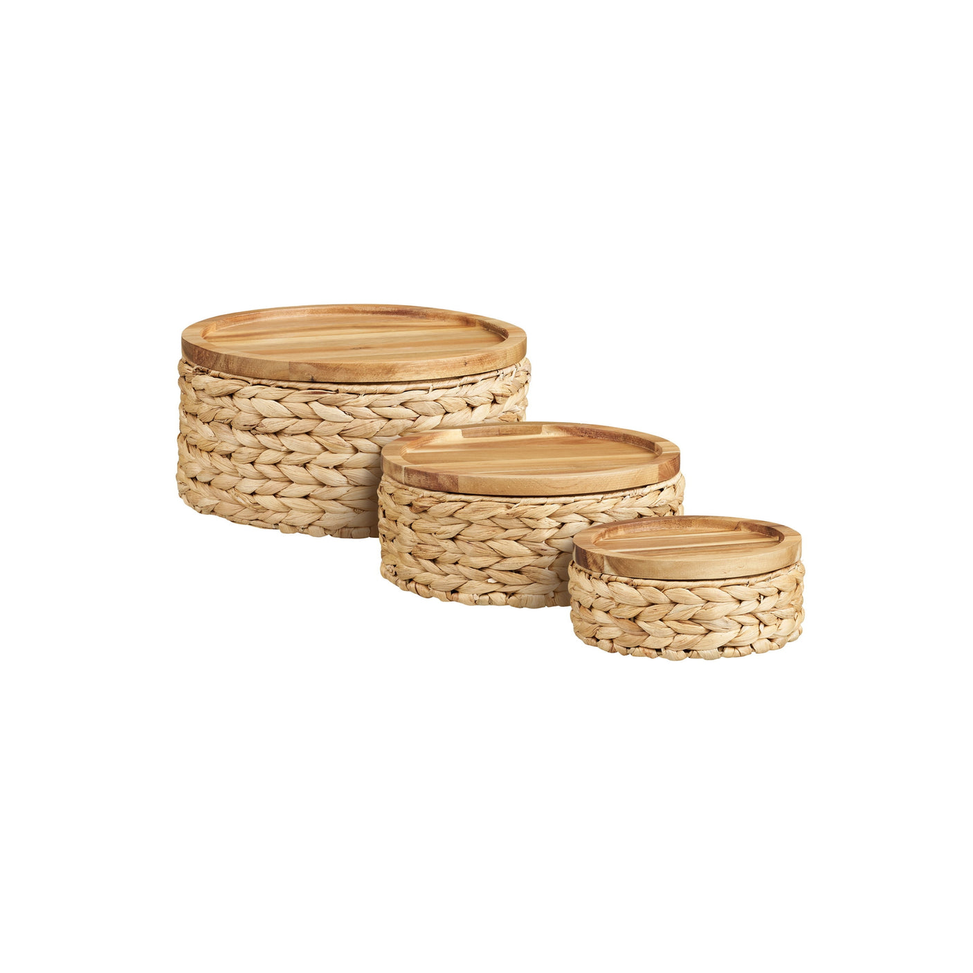 3-pk Botofte oppbevaringskurver med lokk i natur