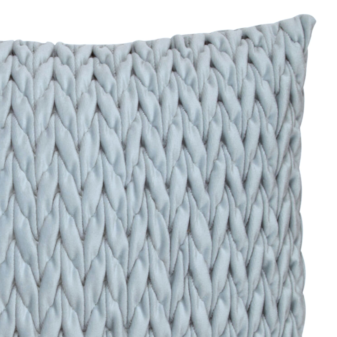 Putetrekk flettet velur isblå 45 x 45 cm