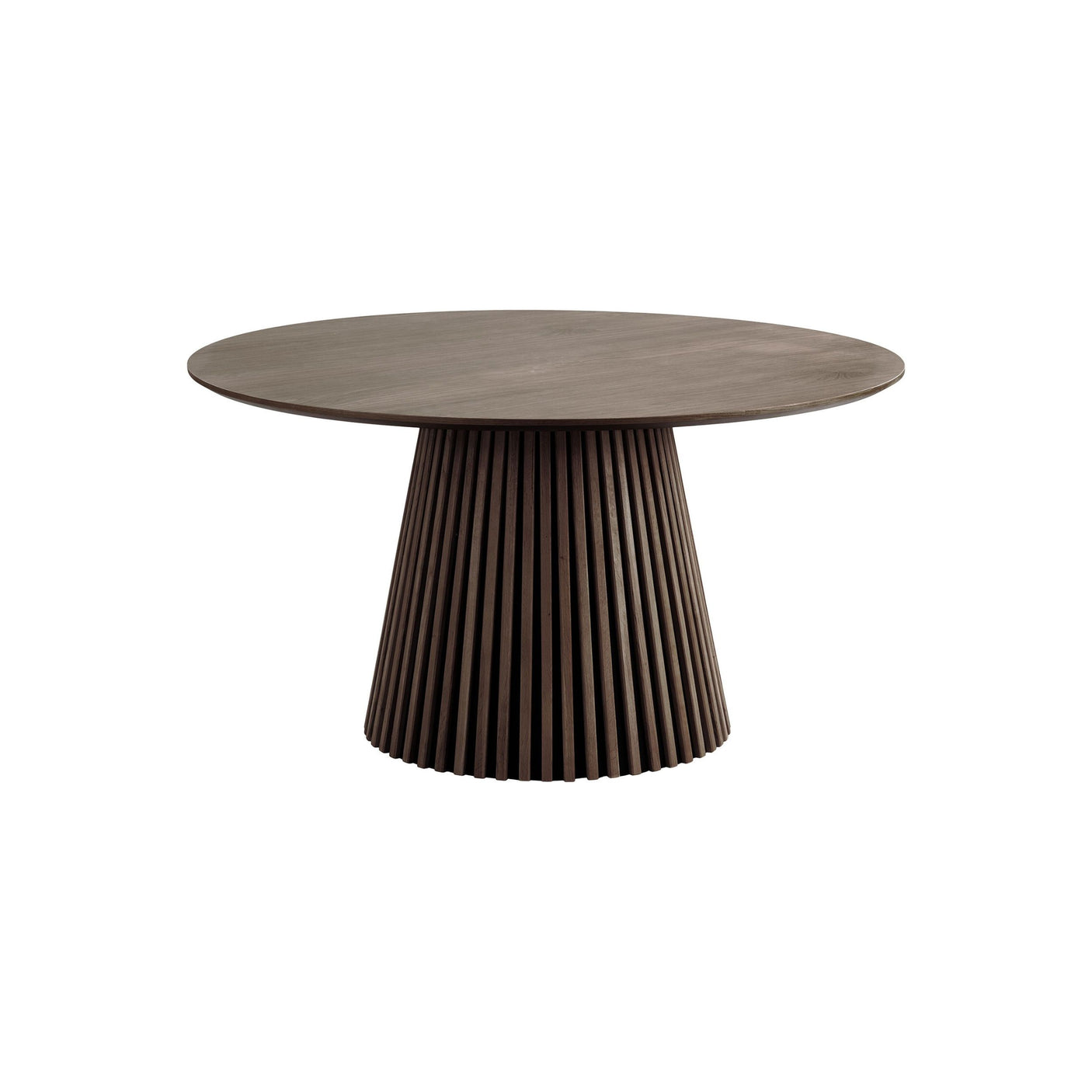 Osaka Dining Table rundt spisebord i røkt eikefiner med ribbet søyleunderstell – 140 cm diameter, moderne design