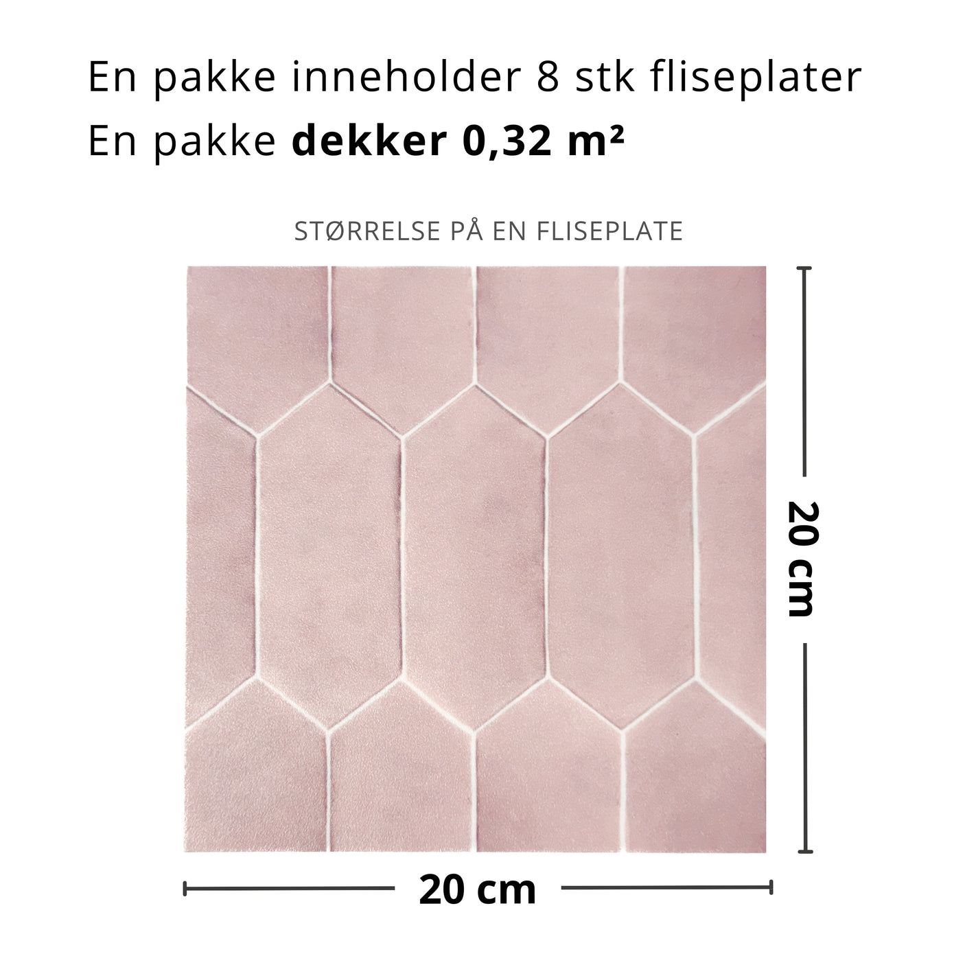 Mathilde pudderrosa selvklebende fliser