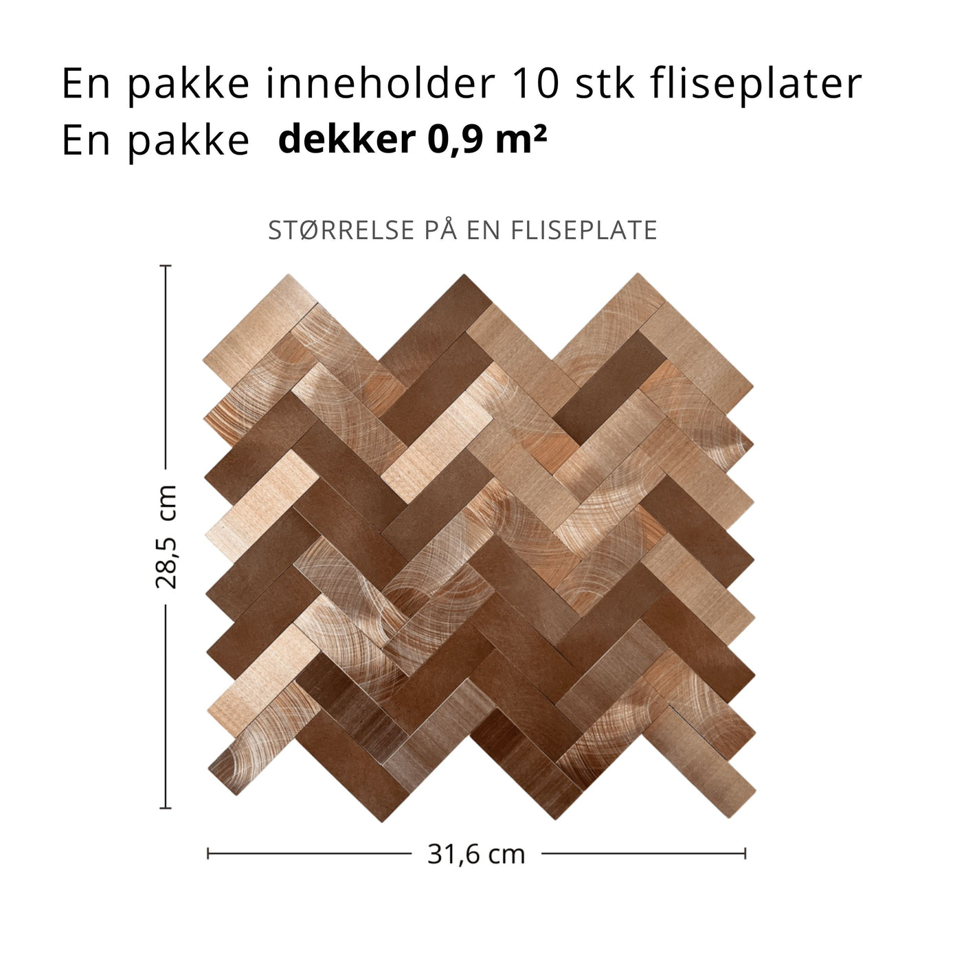 10-pk Sofie fiskebein selvklebende veggfliser