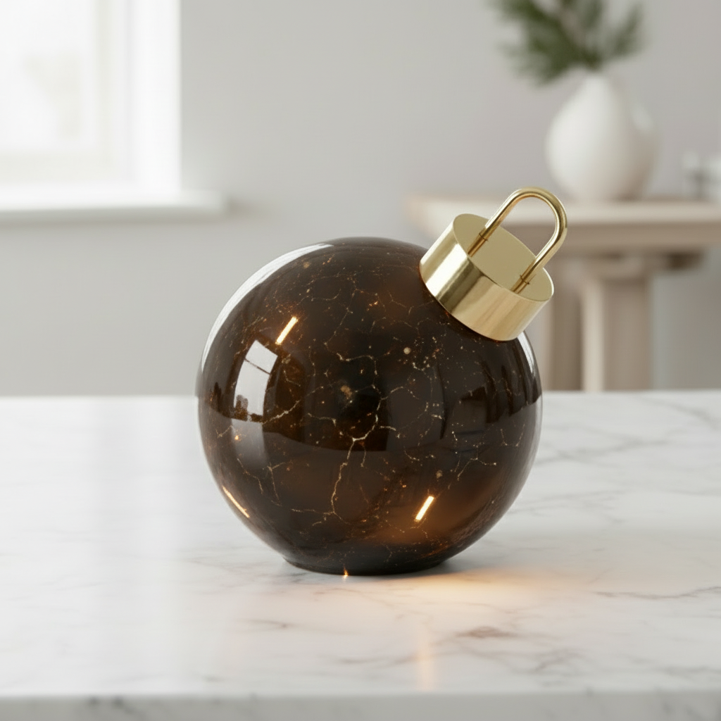 Stor julekule med LED-lys, glass sort