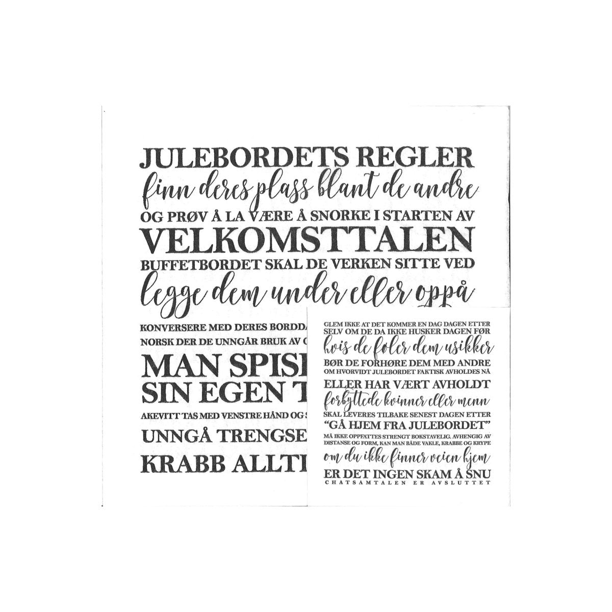 Servietter Julebordets Regler – Lindas Dekor