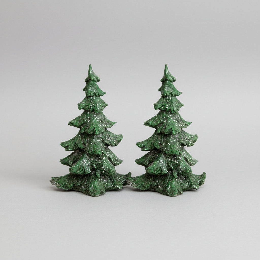 2-pk Juletre med snø 22,5 cm