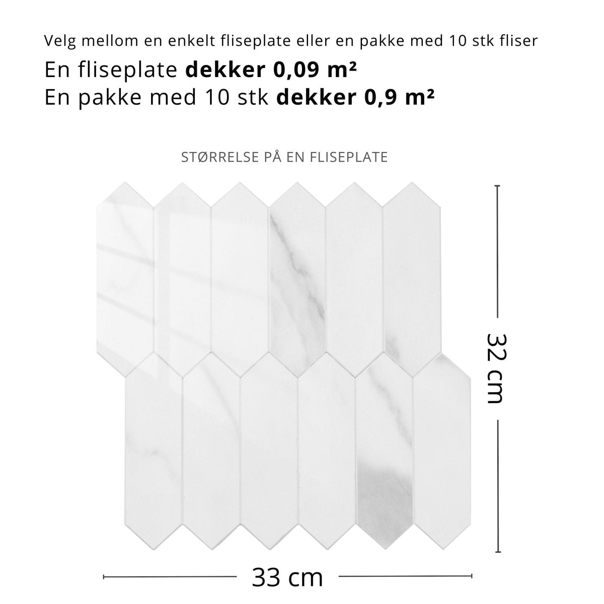 Caia lang hexagon selvklebende veggfliser - Lindas Dekor