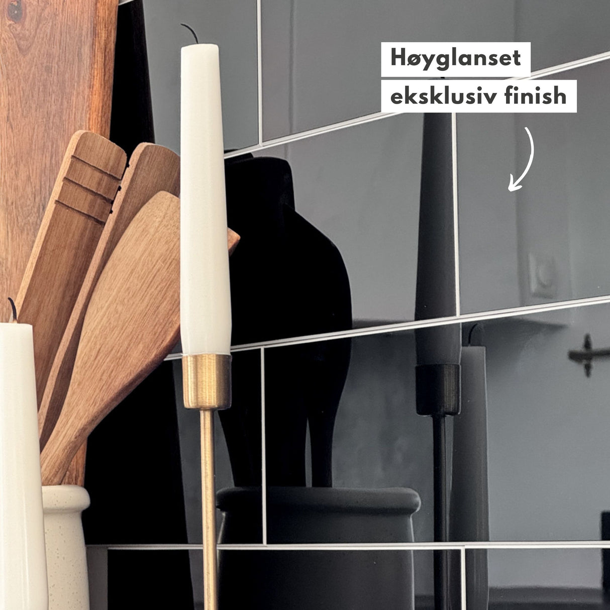 Vareprøve: Hailey sort selvklebende veggfliser