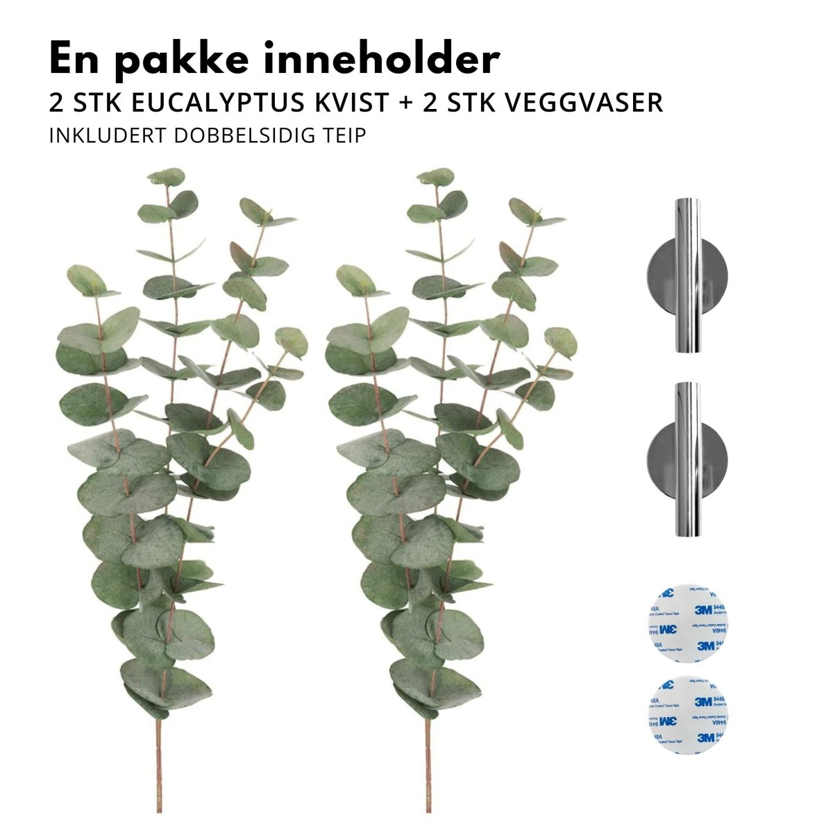 Eucalyptus & Manhattan veggvase, sølv - Lindas Dekor