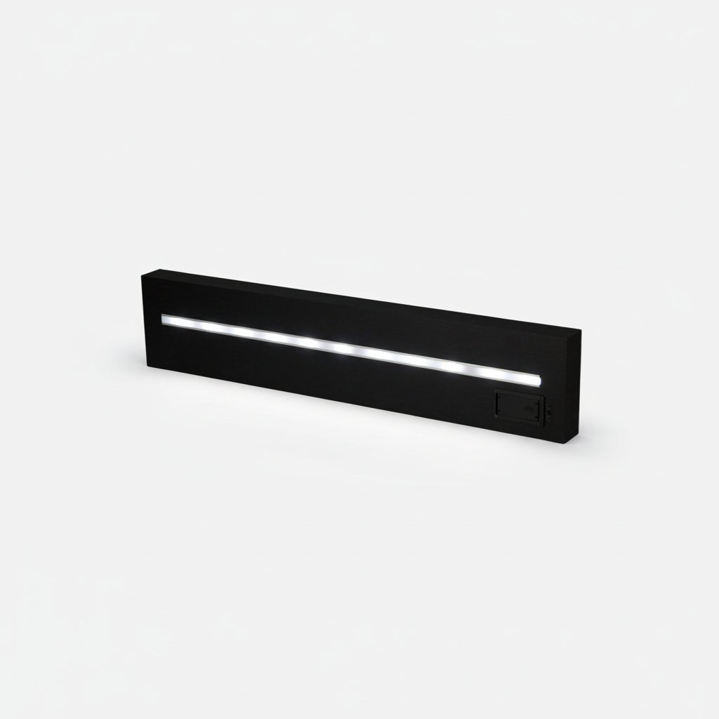 Hylle med LED - lys sort - Lindas Dekor