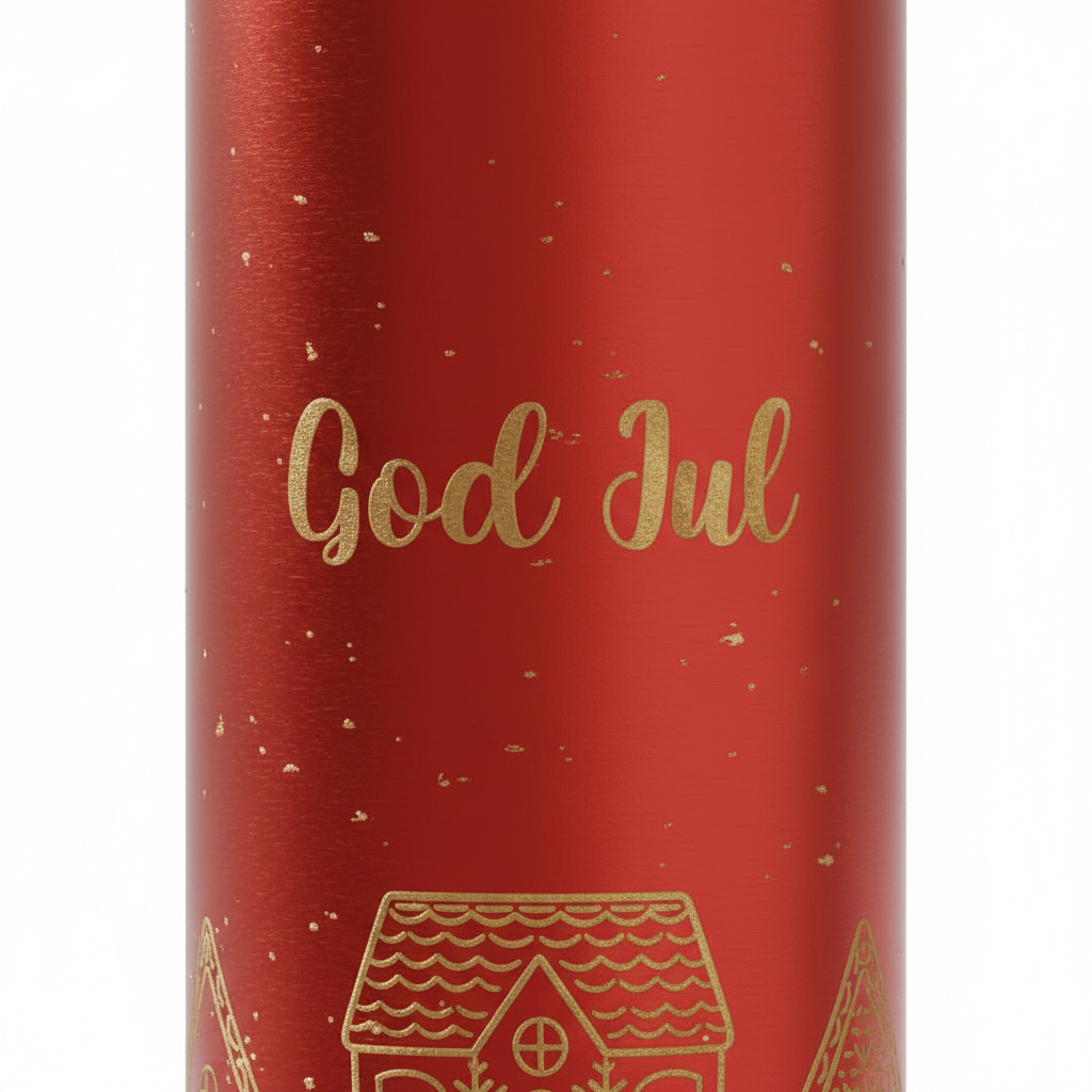 Lyslykt LED God Jul rød 8 x 20cm