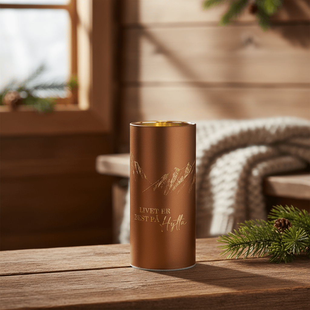 Lyslykt LED Livet på hytta brun 7 x 15 cm - Lindas Dekor