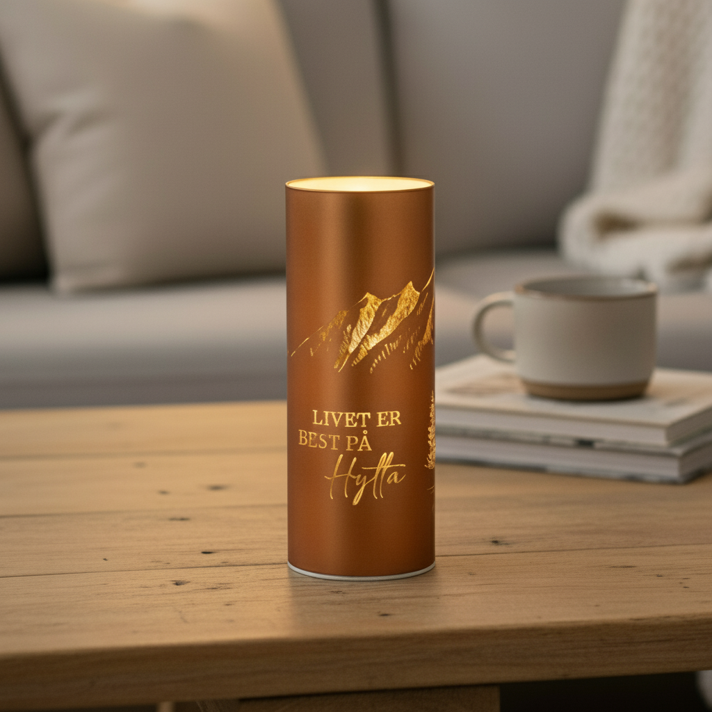 Lyslykt LED Livet på hytta brun 8 x 20 cm